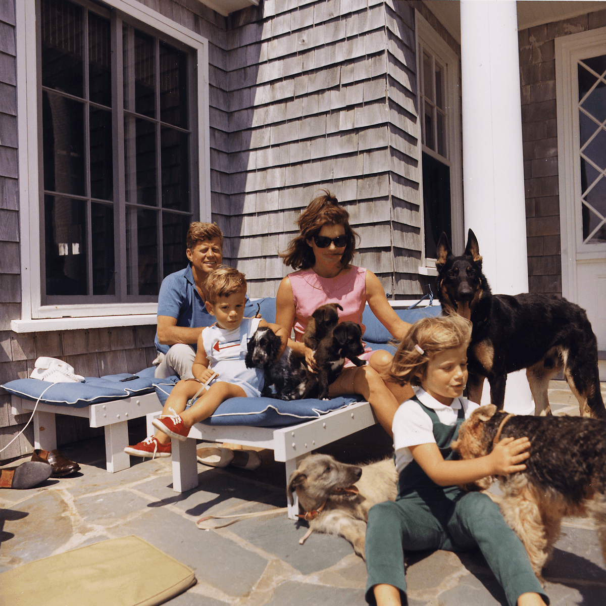 Kennedy Family with Dogs During a Weekend at Hyannisport, 1963